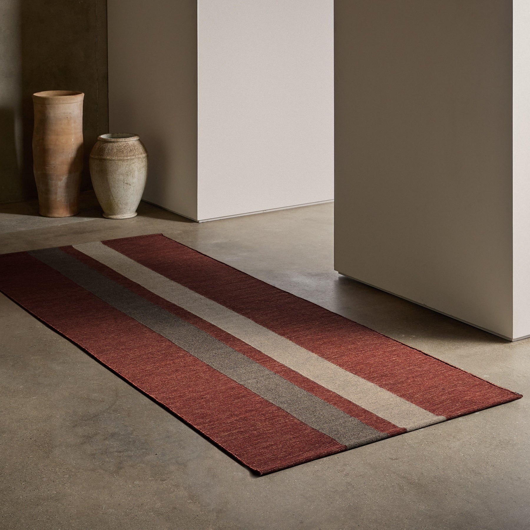 3.5 X 9 Double Stripe Runner in Wine/Flint/Oyster | James Perse Los Angeles