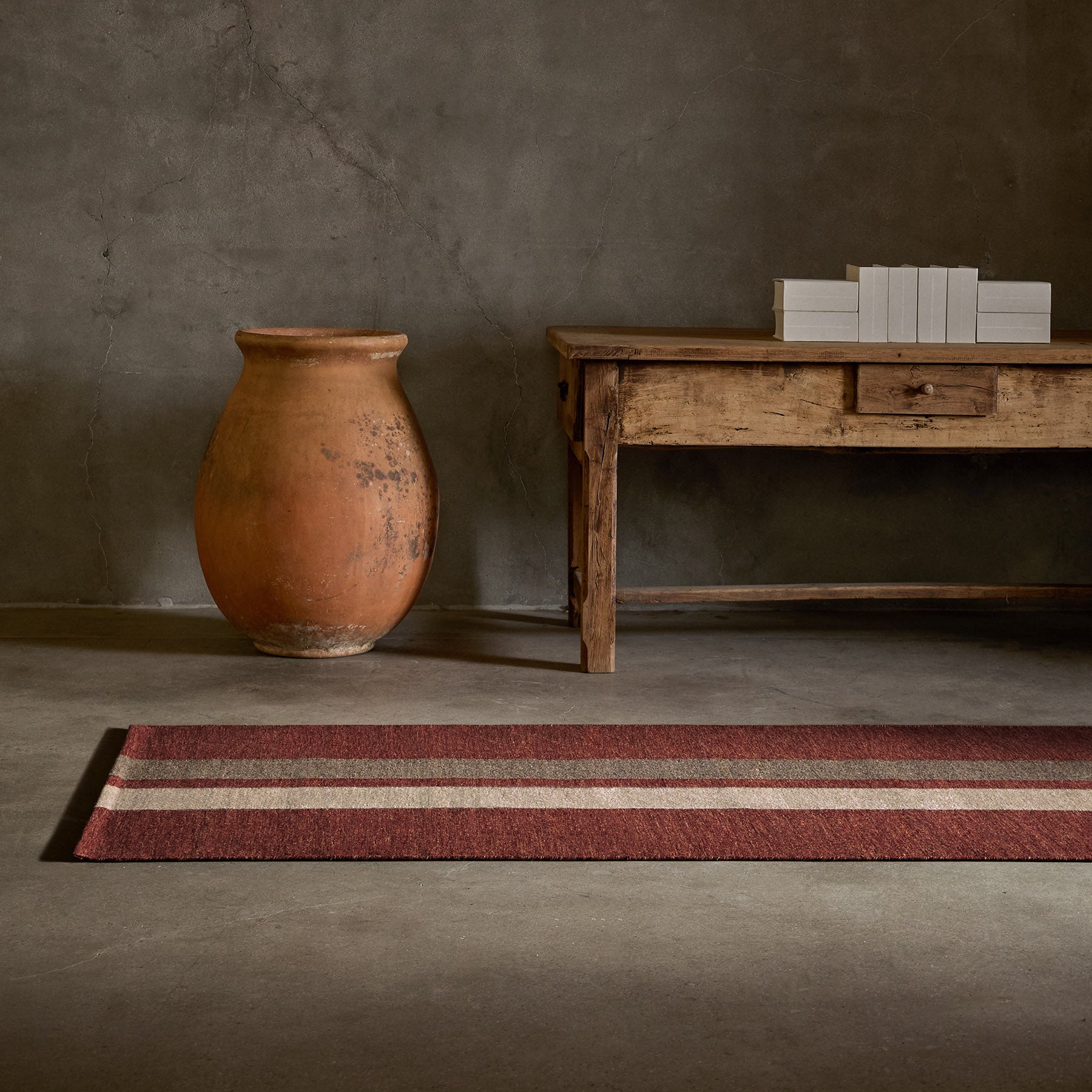 3.5 X 9 Double Stripe Runner in Wine/Flint/Oyster | James Perse Los Angeles