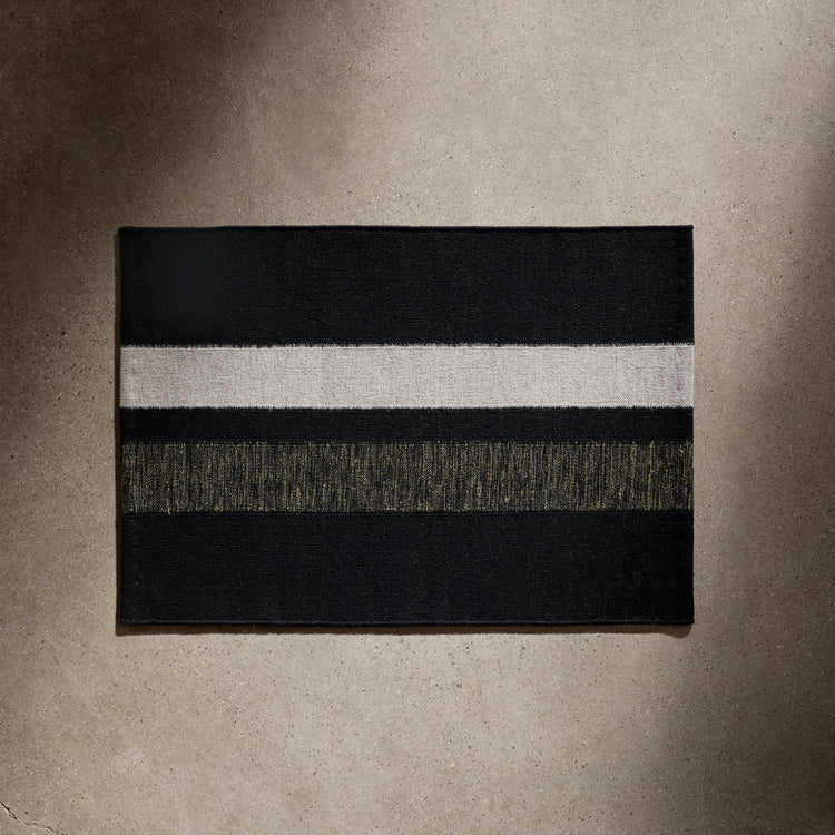Double Stripe Door Mat 2ft X 3Ft - Black/Black Marle/Pearl Grey | James Perse Los Angeles