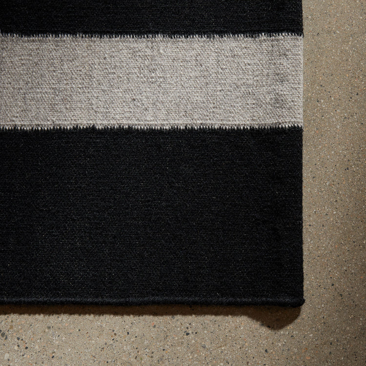 Double Stripe Door Mat 2ft X 3Ft - Black/Black Marle/Pearl Grey | James Perse Los Angeles