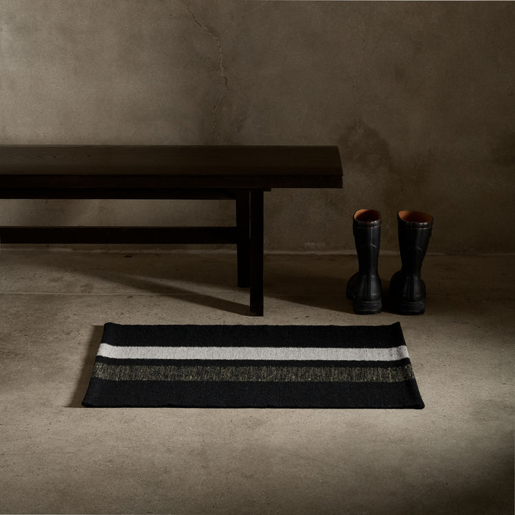 Double Stripe Door Mat 2ft X 3Ft - Black/Black Marle/Pearl Grey | James Perse Los Angeles