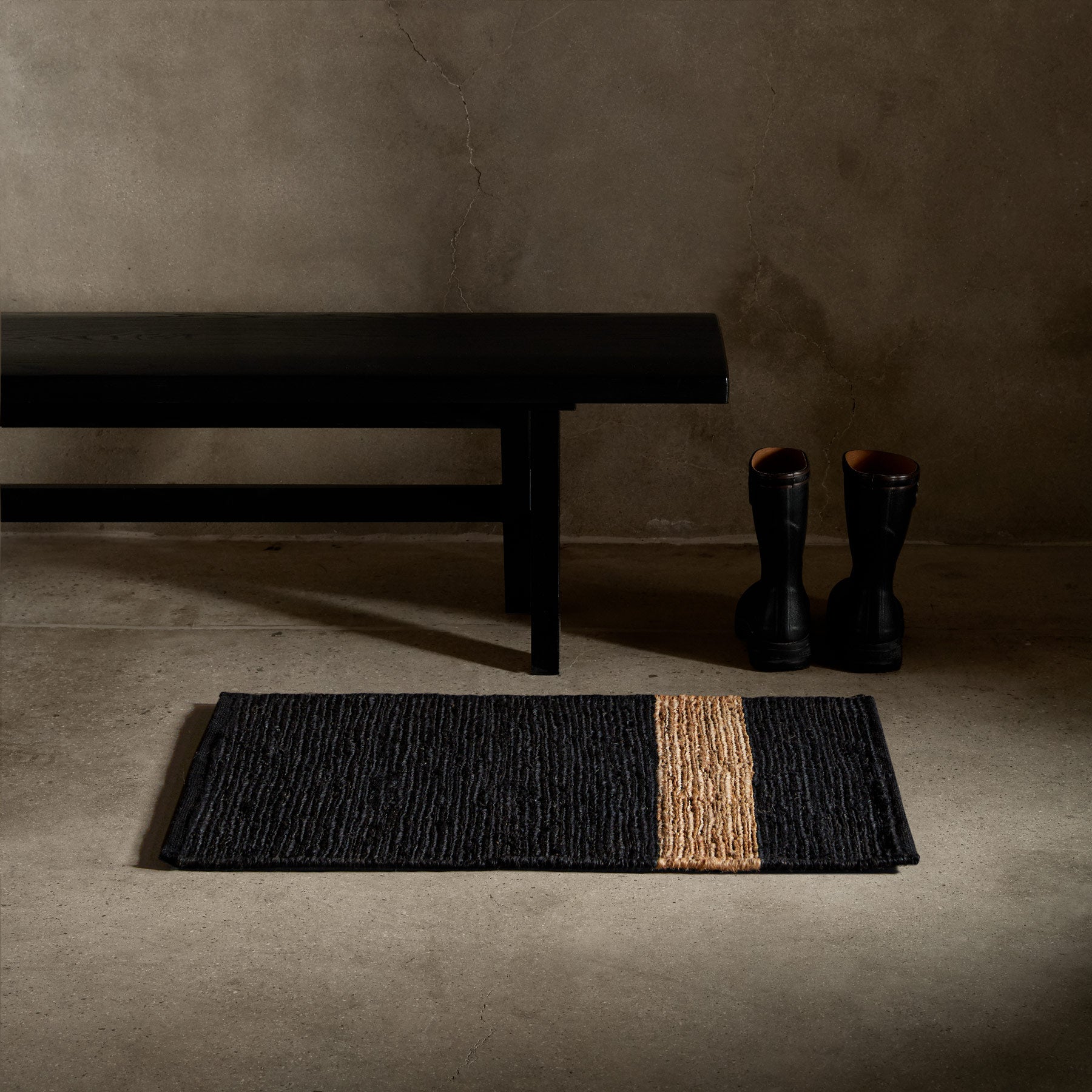 Jute Entry Mat - Charcoal/Natural Stripe | James Perse Los Angeles