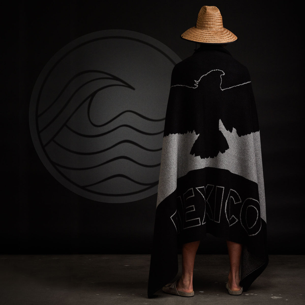 Baja Mexico Cashmere Blanket In Black/White | James Perse Los Angeles