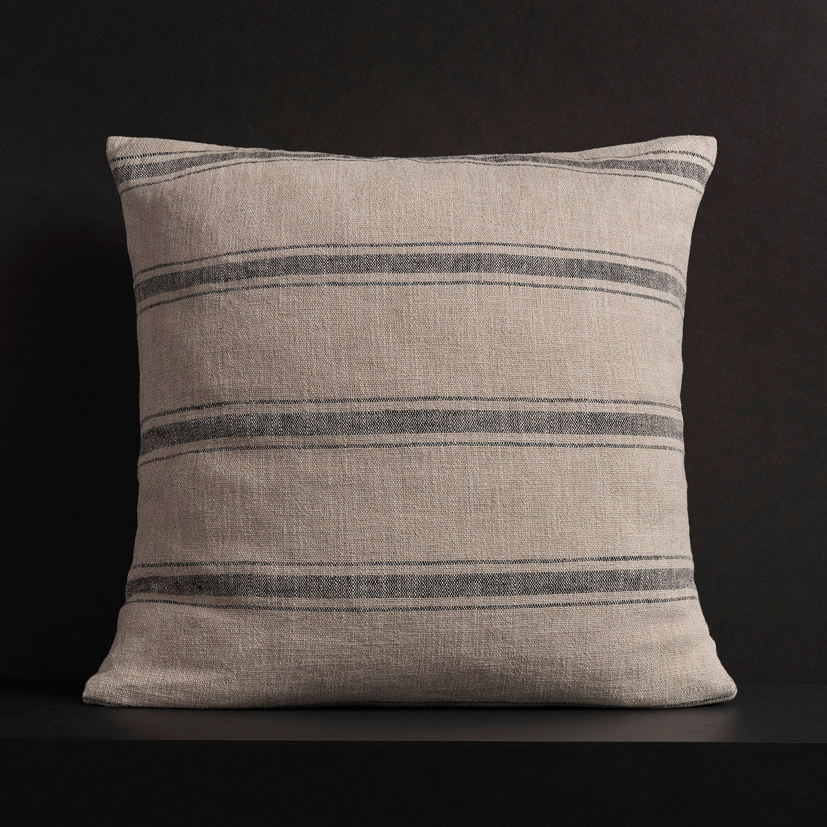 Stripe Textured Gauze Pillow In Natural/Black | James Perse Los Angeles