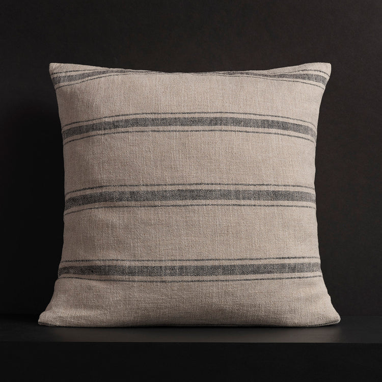 Stripe Textured Gauze Pillow In Natural/Black | James Perse Los Angeles