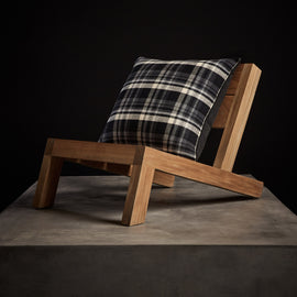 Plaid Throw Pillow With Piping - Black/Ivory Plaid | James Perse Los Angeles