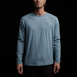 Brushed Jersey Raglan Crew in Blue Marble | James Perse Los Angeles