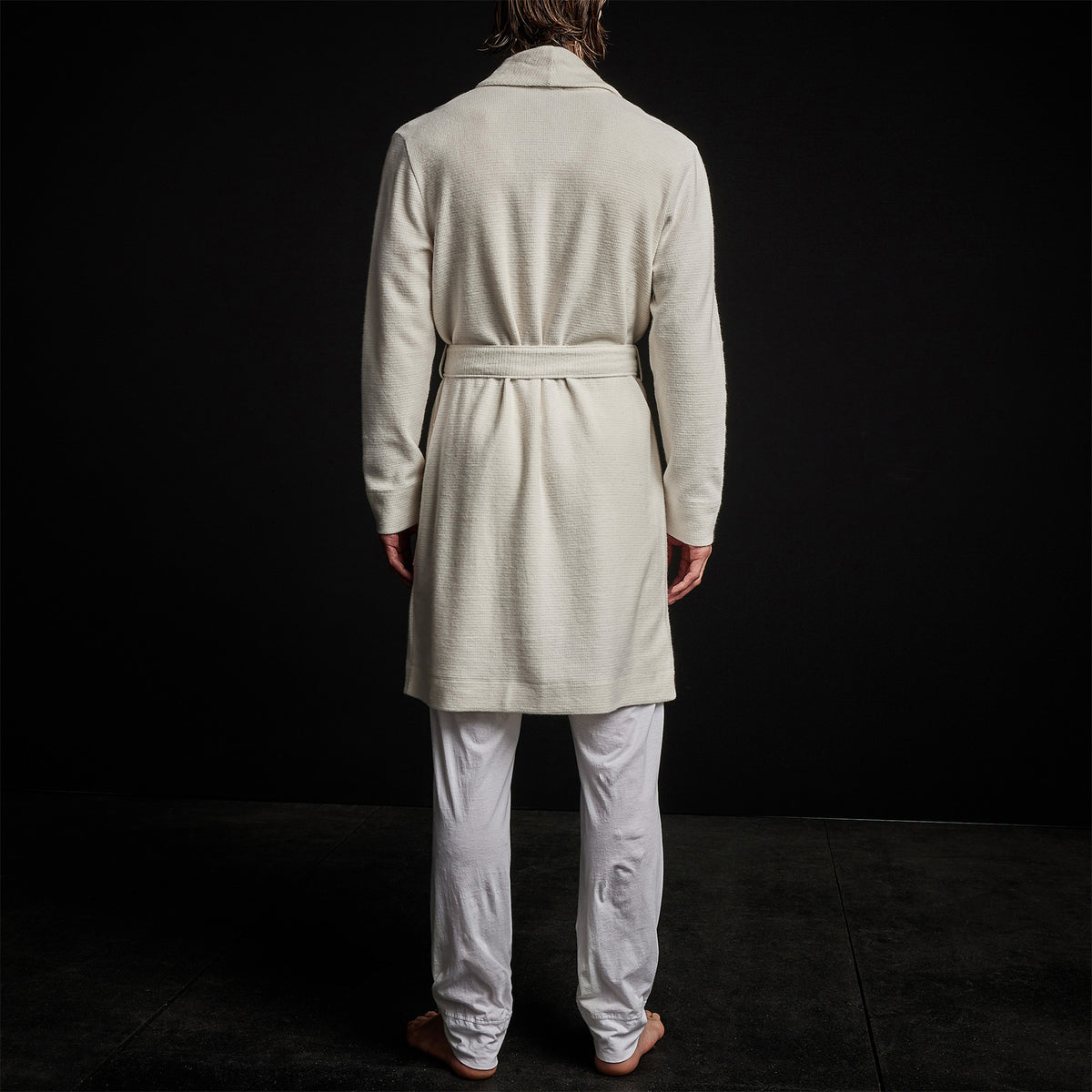 Brushed Thrml Knit Hooded Robe in Oyster | James Perse Los Angeles