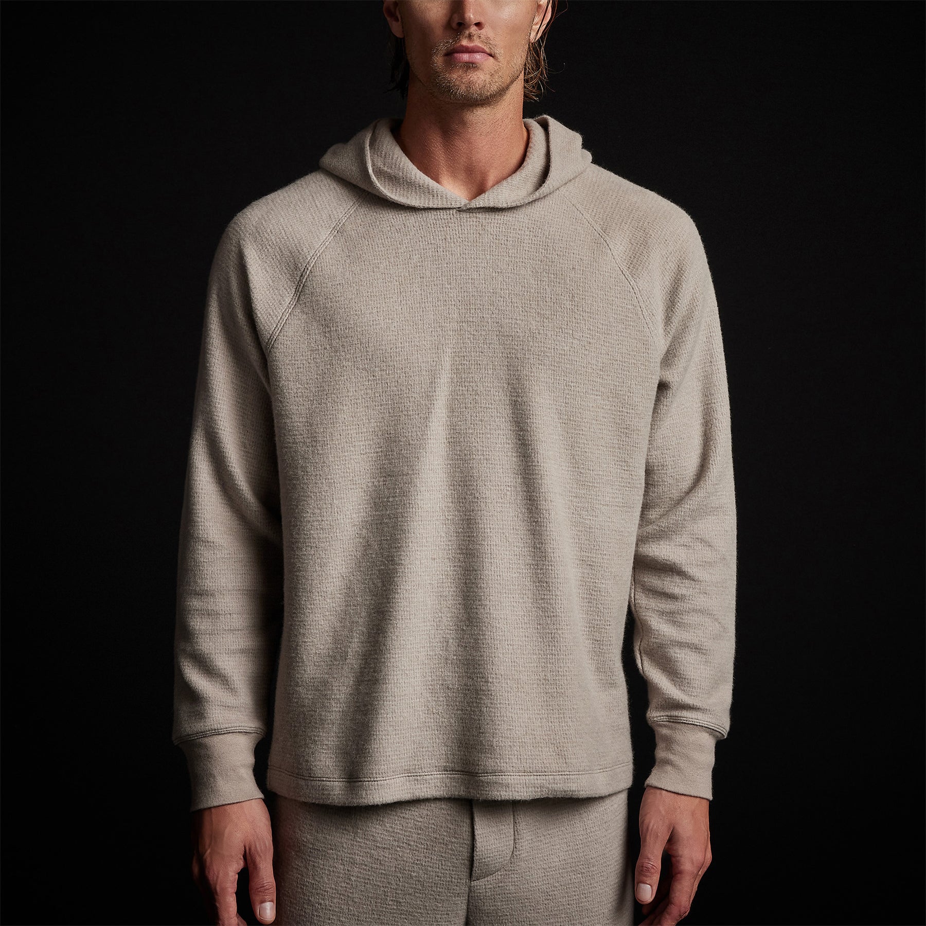Men's Thermal Knit Lounge Set With Cashmere Blanket - Dapple/Taupe