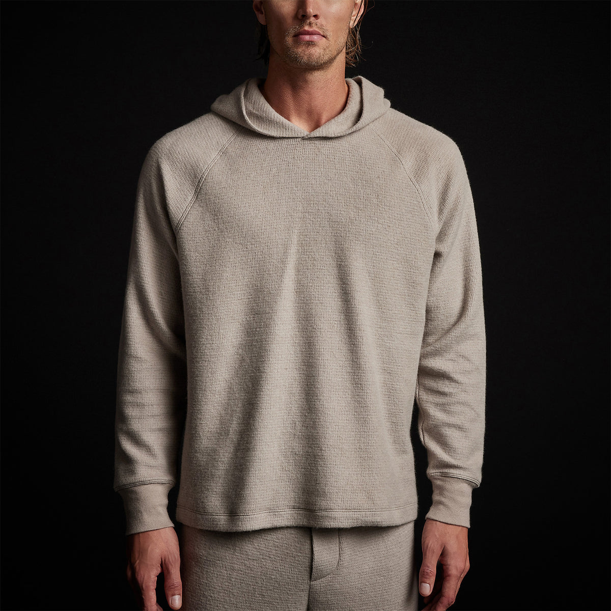 Men's Thermal Knit Lounge Set With Cashmere Blanket in Dapple/Taupe Melange | James Perse Los Angeles