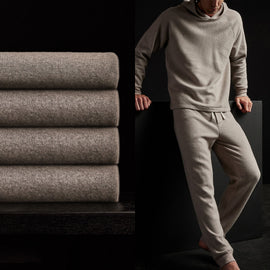 Men's Thermal Knit Lounge Set With Cashmere Blanket in Dapple/Taupe Melange | James Perse Los Angeles
