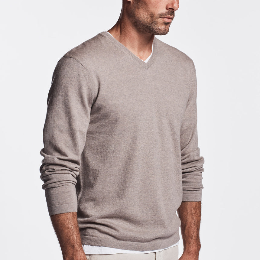 Semi Worsted Cashmere V Neck In Gravel | James Perse Los Angeles