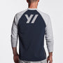 Y/OSEMITE Graphic Performance Knit Raglan In Deep/Steel | James Perse Los Angeles