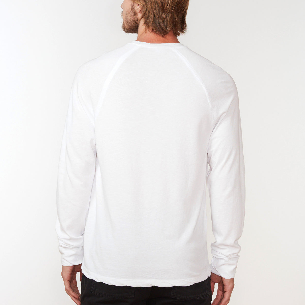 Dry Touch Jersey Raglan Henley in White | James Perse Los Angeles