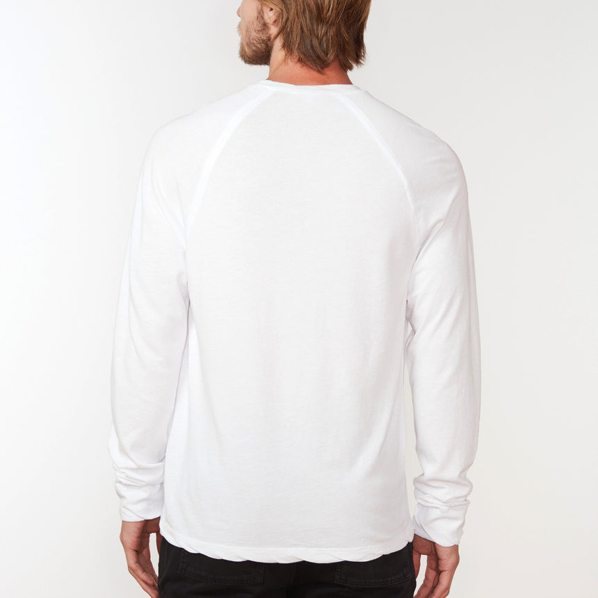Dry Touch Jersey Raglan Henley in White | James Perse Los Angeles