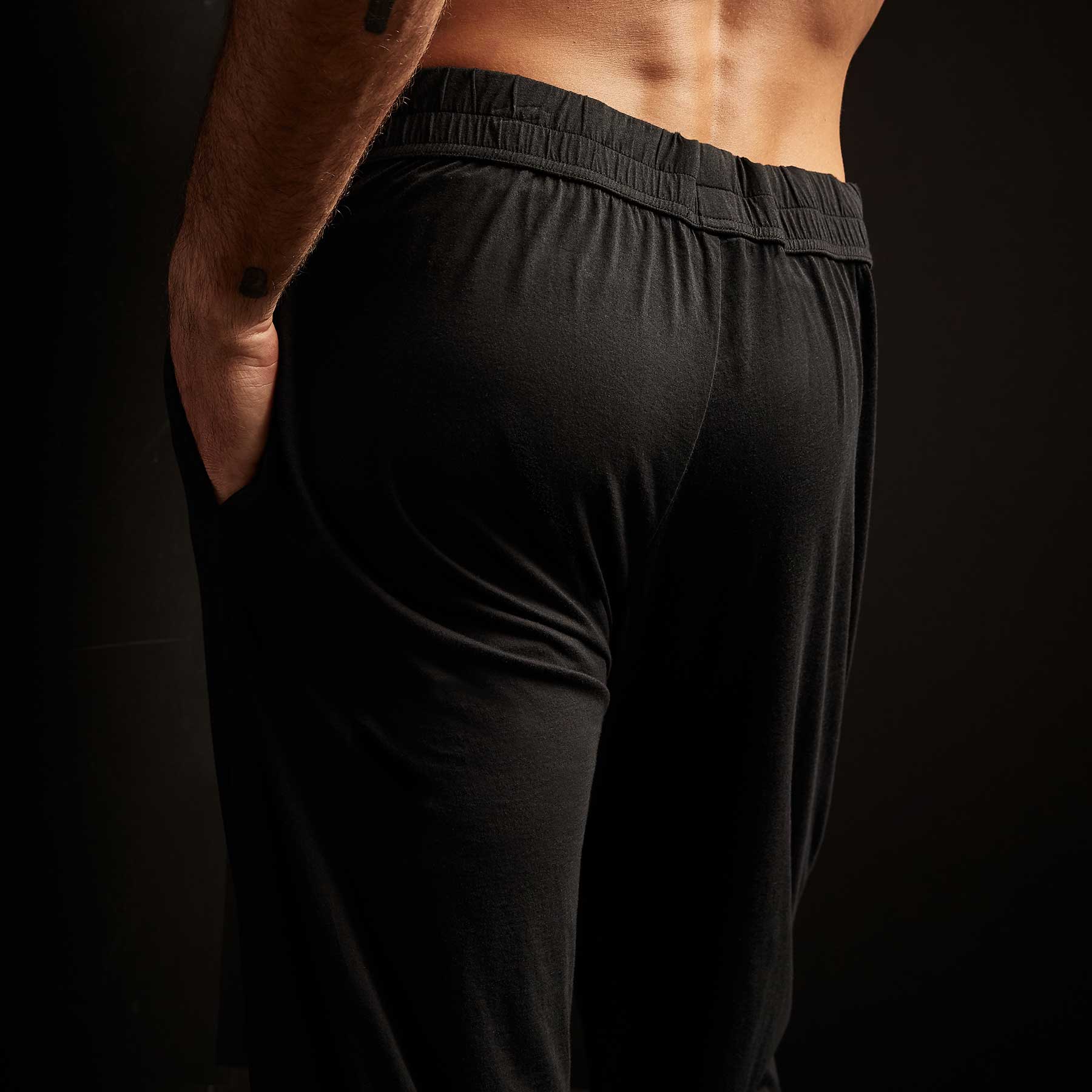 Luxe Lotus Jersey Tapered Lounge Pant - Black