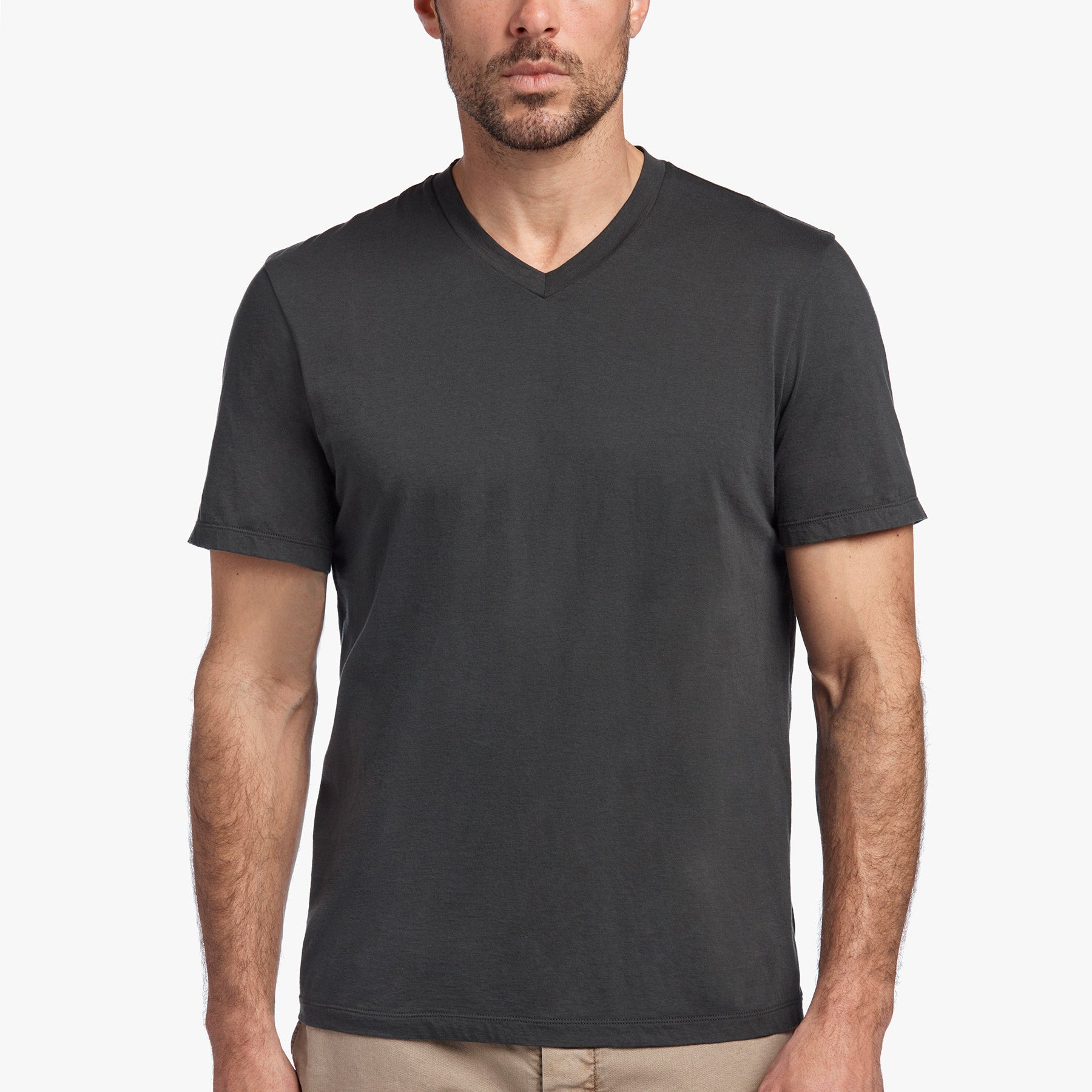 Luxe Lotus Jersey V Neck In Dark Olive | James Perse Los Angeles