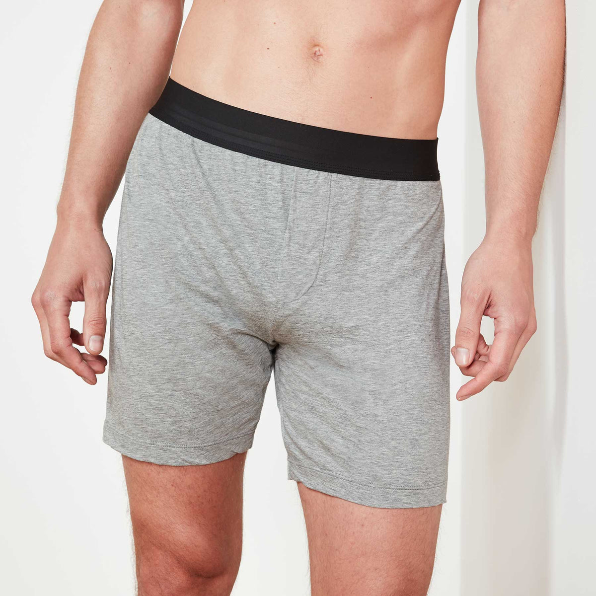 Luxe Lotus Relaxed Fit Boxer Short In Heather Grey | James Perse Los Angeles