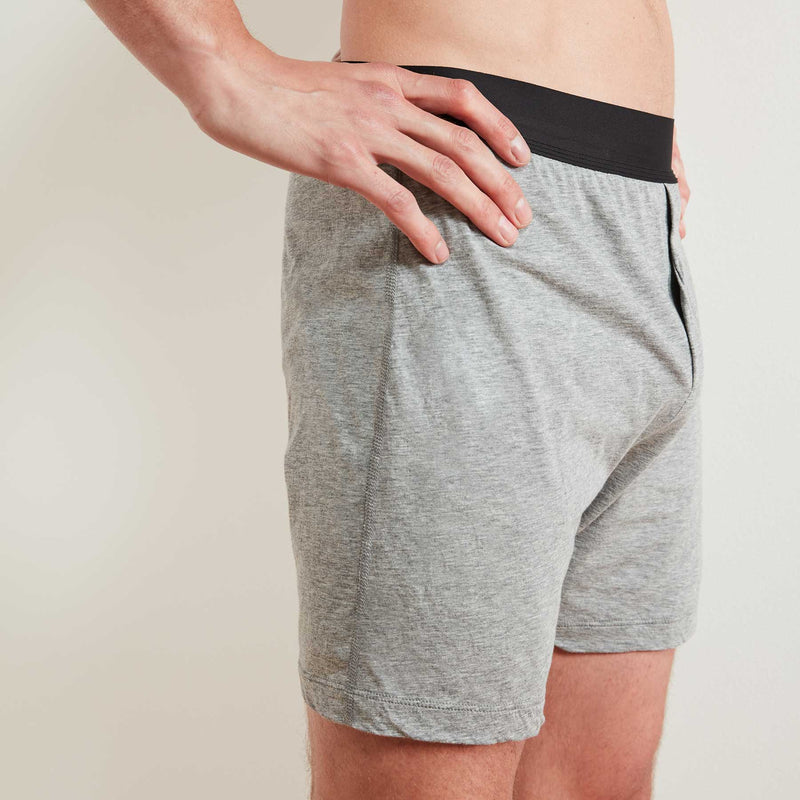 Luxe Lotus Relaxed Fit Boxer Short In Heather Grey | James Perse Los Angeles