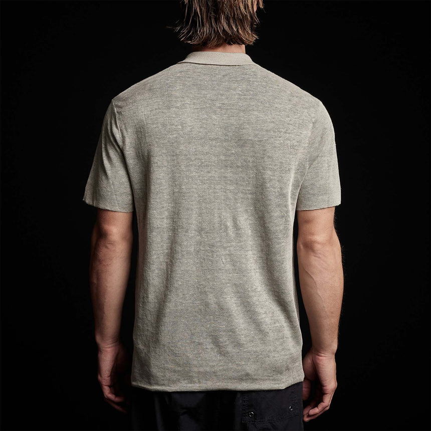 Fine Linen Double Layer Polo in Natural/Black | James Perse Los Angeles