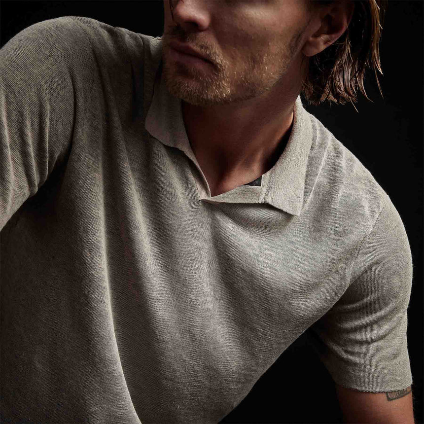Fine Linen Double Layer Polo in Natural/Black | James Perse Los Angeles