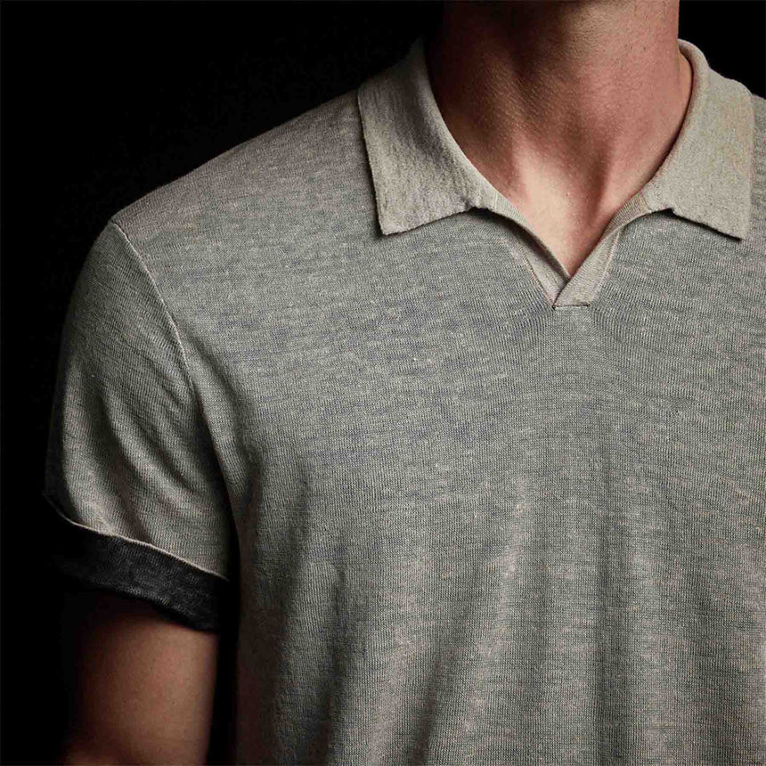 Fine Linen Double Layer Polo in Natural/Black | James Perse Los Angeles