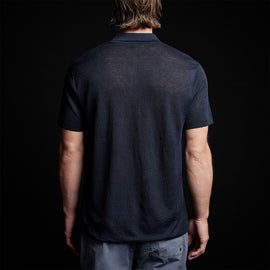 Fine Linen Double Layer Polo in Navy/Black | James Perse Los Angeles