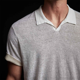 Fine Linen Double Layer Polo in White/Natural | James Perse Los Angeles