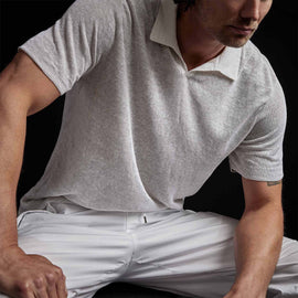 Fine Linen Double Layer Polo in White/Natural | James Perse Los Angeles