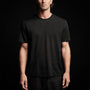Fine Linen Double Layer Short Sleeve Crew in Black/Black | James Perse Los Angeles