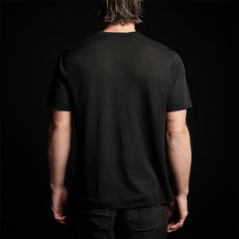 Fine Linen Double Layer Short Sleeve Crew in Black/Black | James Perse Los Angeles
