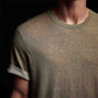 Fine Linen Double Layer Short Sleeve Crew in Military/Natural | James Perse Los Angeles