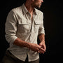 Cotton Utility Shirt In Concrete Dust Pigment | James Perse Los Angeles