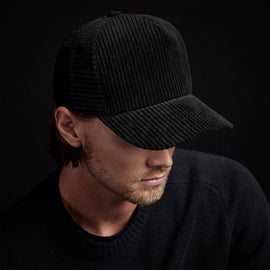 Corduroy Trucker Hat in Black | James Perse Los Angeles