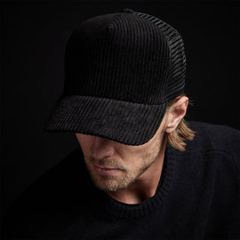Corduroy Trucker Hat in Black | James Perse Los Angeles