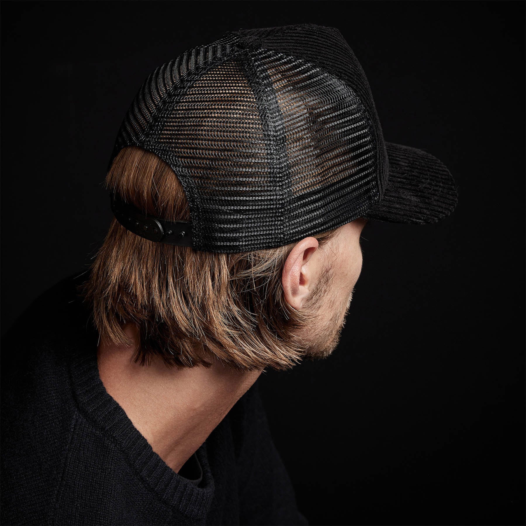 Corduroy Trucker Hat in Black | James Perse Los Angeles