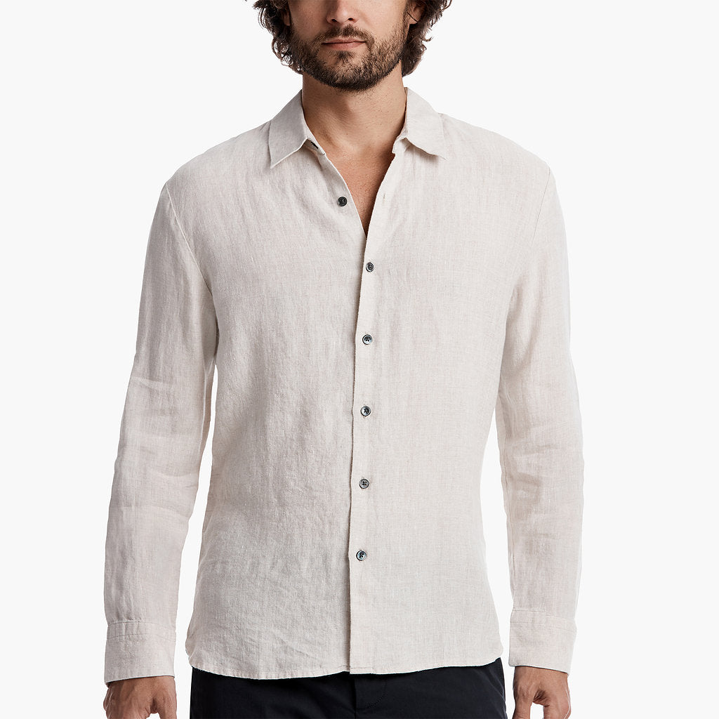 Slim Fit Clean Linen Shirt in Wheat | James Perse Los Angeles