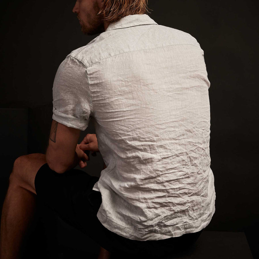 Short Sleeve Linen Shirt In Feather | James Perse Los Angeles