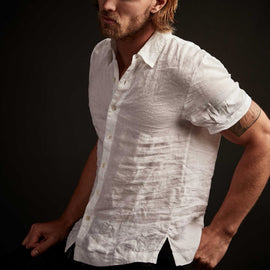 Short Sleeve Linen Shirt In White | James Perse Los Angeles