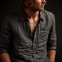 Long Sleeve Linen Pocket Shirt  In Charcoal | James Perse Los Angeles