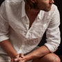 Long Sleeve Linen Pocket Shirt  In White | James Perse Los Angeles