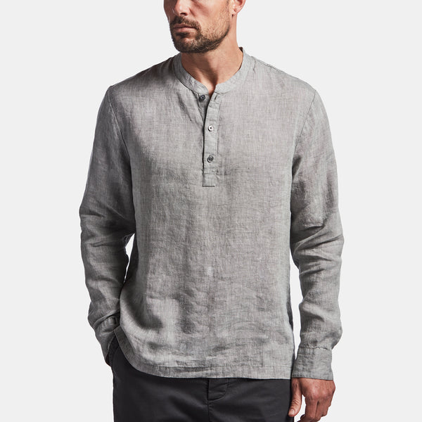 Linen Pullover Shirt In Char | James Perse Los Angeles