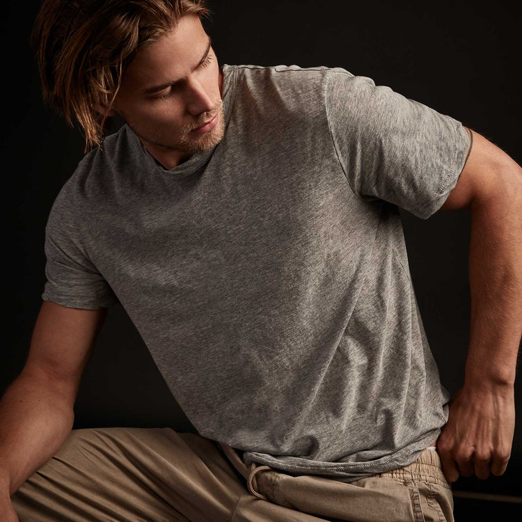 Clear Jersey Crew in Heather Grey | James Perse Los Angeles