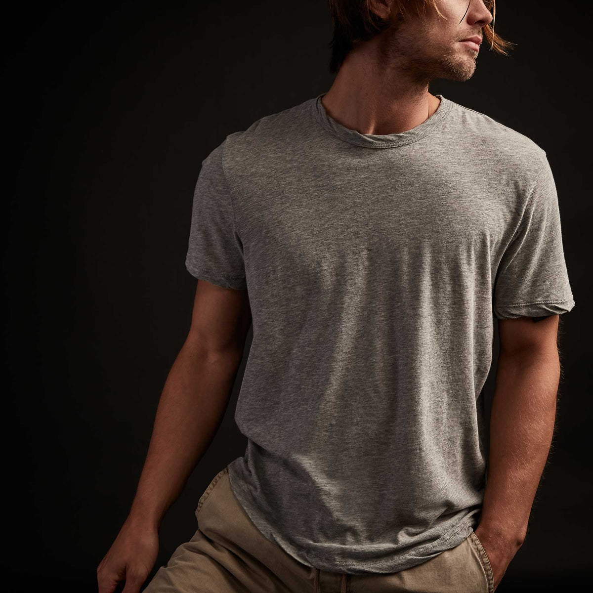 Clear Jersey Crew In Heather Grey | James Perse Los Angeles