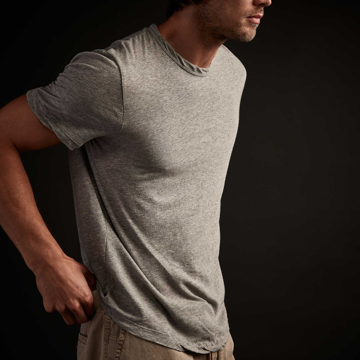 Clear Jersey Crew In Heather Grey | James Perse Los Angeles