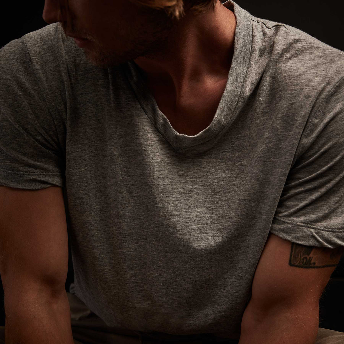 Clear Jersey V Neck In Heather Grey | James Perse Los Angeles