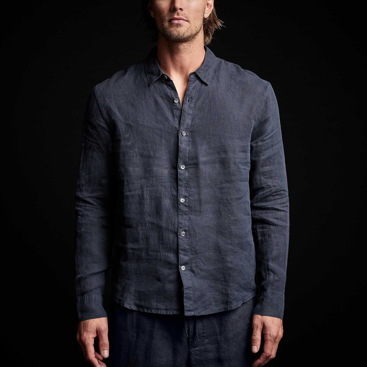 Classic Linen Shirt in Blue Oil | James Perse Los Angeles 