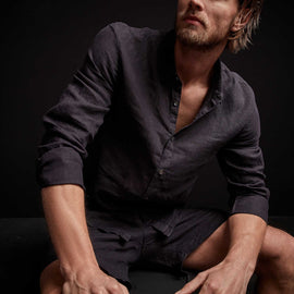 Classic Linen Shirt in French Navy Pigment | James Perse Los Angeles