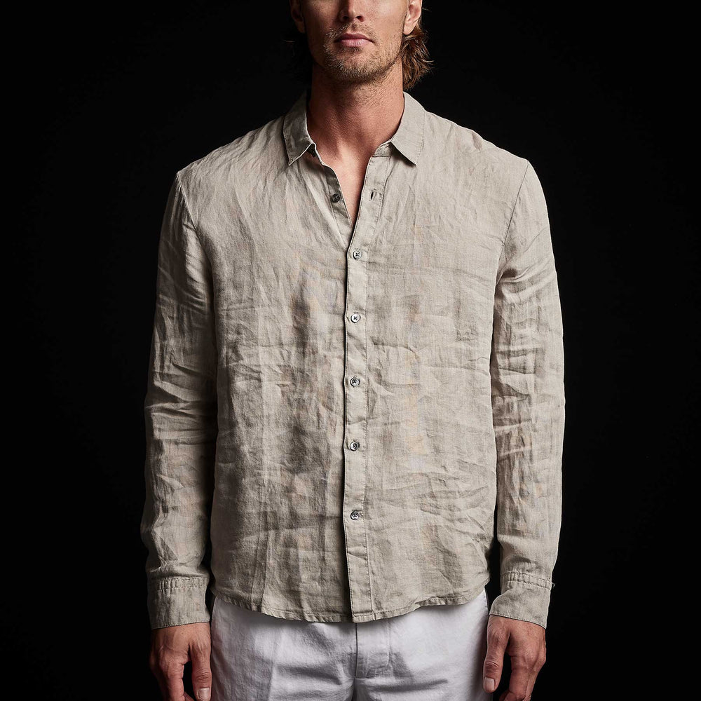 Classic Linen Shirt in Silt Pigment | James Perse Los Angeles 