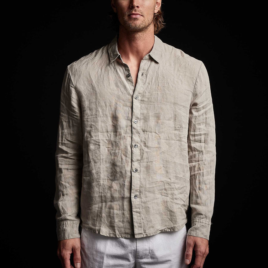 Classic Linen Shirt in Silt Pigment | James Perse Los Angeles 